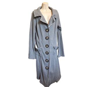 Anthropologie Millard Fillmore MF-13 Gray Cotton Long Coat M Boho Hippie Y2K